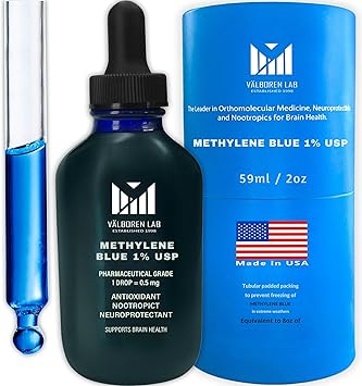 Methylene Blue Pharmaceutical Grade - Made in USA - Third Party Tested - Dietary Supplement - Formaldehyde & Alcohol-Free - Methane Blue for Humans 1% Drops 59ML