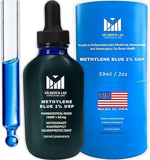 Valboren Labs Methylene Blue - Made in USA - Third Party Tested - Dietary Supplement - Formaldehyde & Alcohol-Free - Methylene Blue 1% Drops for Humans (59ML)