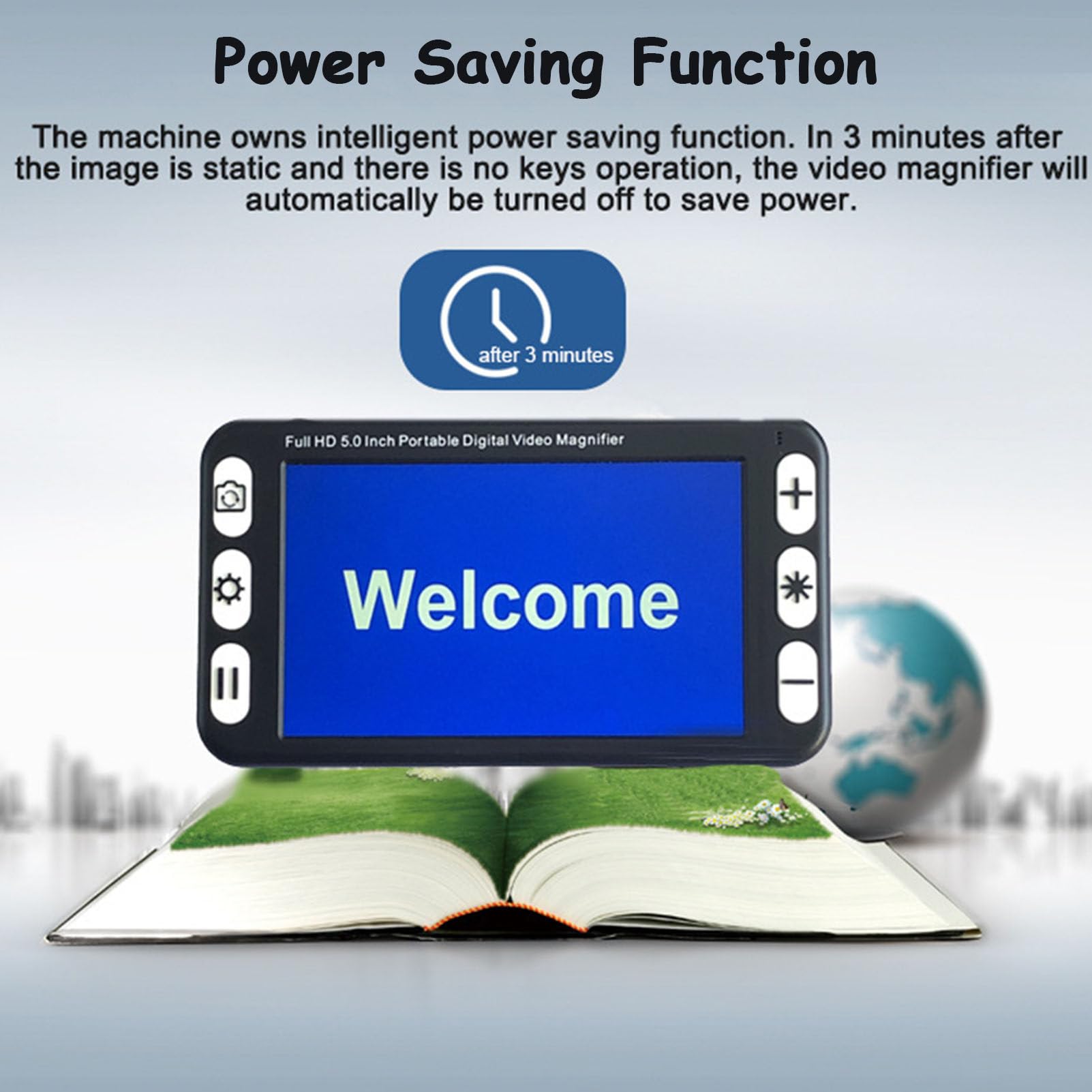 Lupa digital, ayuda de lectura portátil de 5 pulgadas con lente de cámara de enfoque automático, zoom 2X-48X para baja visión, ideal para leer libros y revistas