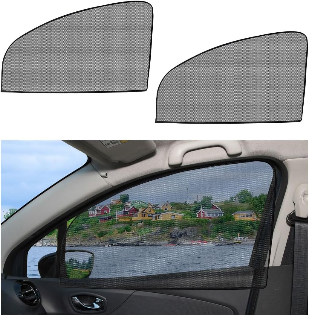 2PCS Car Window Shade, 19.3"×29.1" Auto Front Side Window Cling Sun Shade Blocker, Magnetic Breathable Vehicle Curtain for Sun Glare & UV Rays Protection, Car Accessories