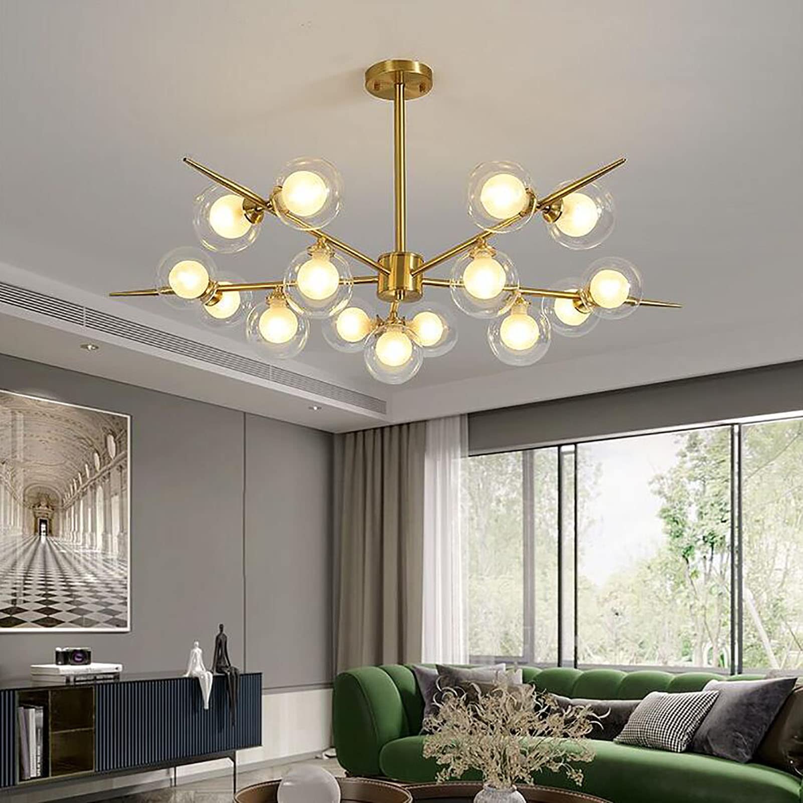 Nowoczesny złoty żyrandol, 12 lamp metalowa lampa wisząca do sypialni, biura, salonu, jadalni, kuchni, restauracji, schodów - 12t złota baterie domowe