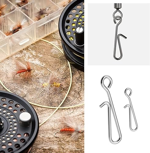 Miniatura 4 de 100 piezas 0.531 in y 0.866 in Pesca en el mar Cambio rápido Cebo de plomo Snap Rig Clip Acero inoxidable Colgante Conector Clips de velocidad