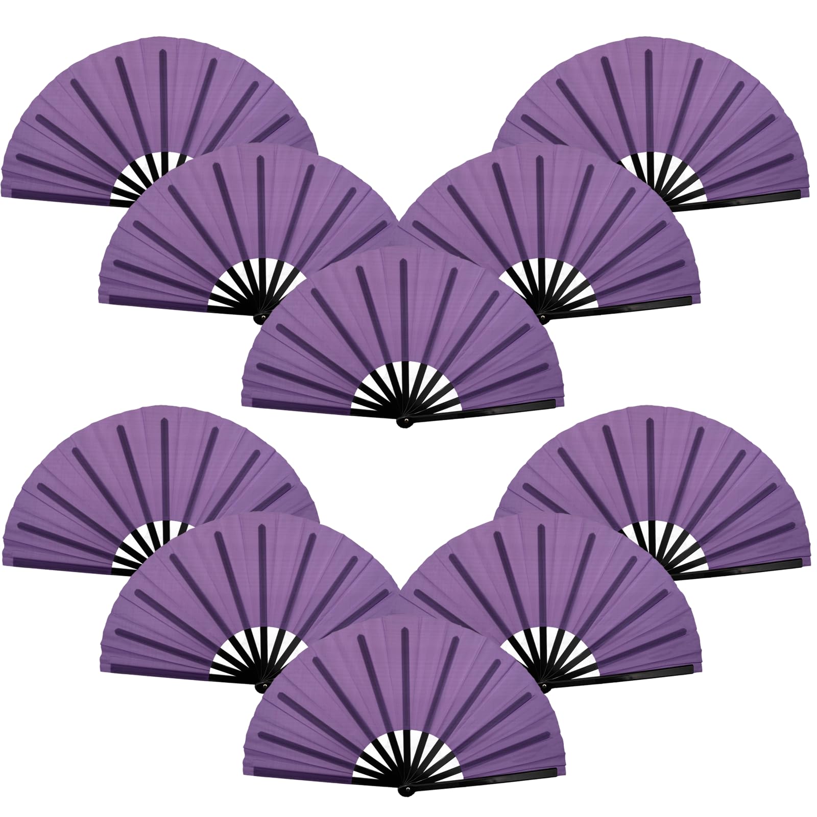 QIRMIZI Großer faltbarer Hand-Rave-Ventilator, für chinesische Kung Fu, Tai Chi, Tanz, Musikfestivals, Karneval, Hochzeiten, EDM-Events, Partys und Dekorationen, Lila, 10 Stück