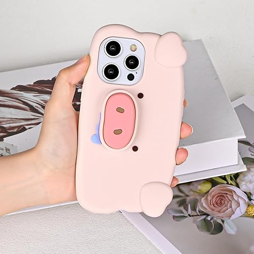 Miniatura 2 de Uioeua - Funda multifunción compatible con iPhone 11 con silicona suave, divertida, elástica, soporte para nariz de cerdo rosa, protección de cuerpo