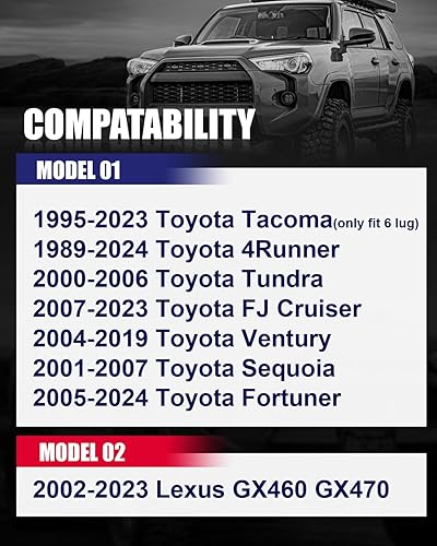 Miniatura 3 de Espaciadores de rueda centrados de 6 x 5.5 de 1 pulgada para Tacoma 4Runner 1995-2023, 0.236x5.500 in con pernos de 12x1.5 4.173 in orificio central