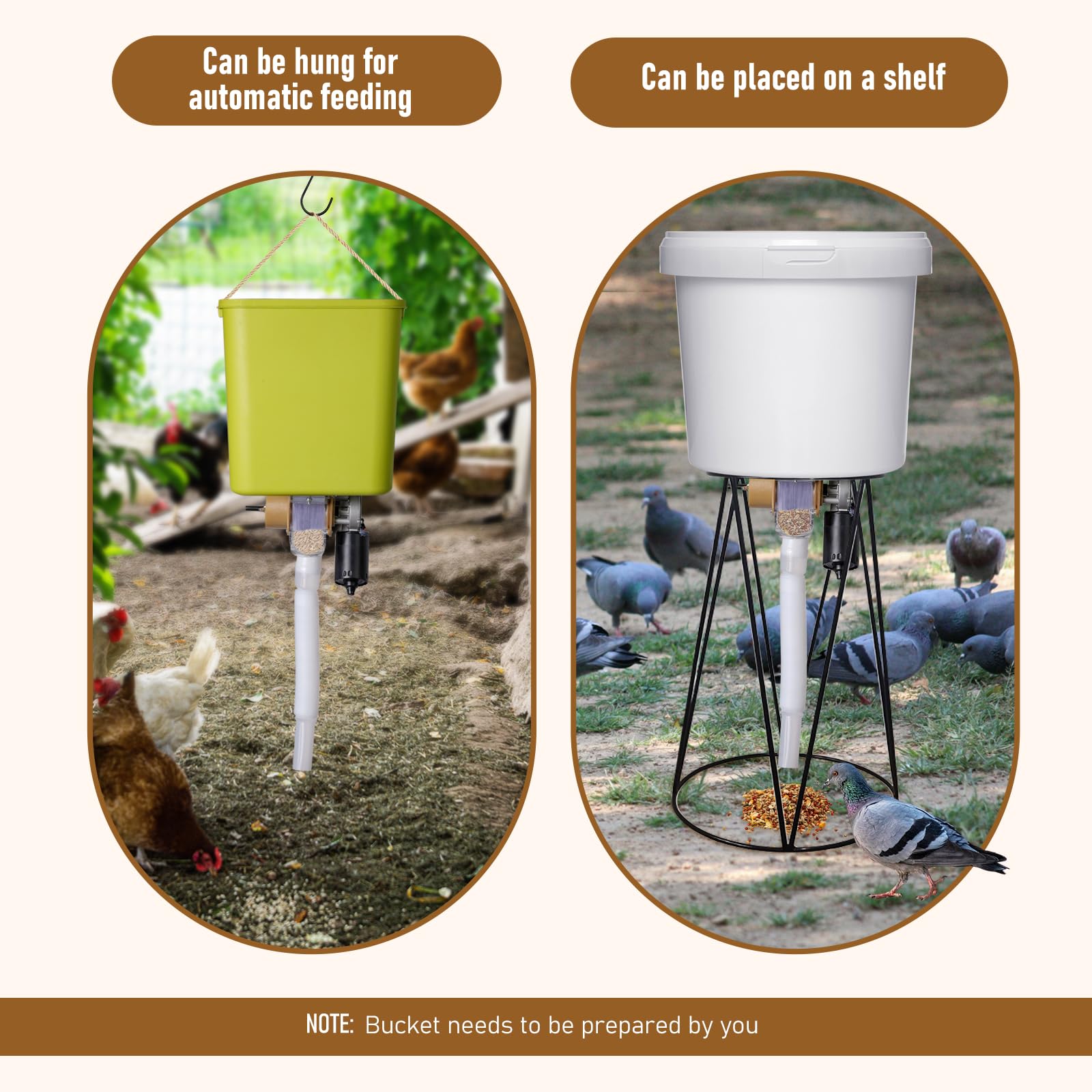 Mangeoire automatique pour poulets et canards - Idéal pour les poulets, canards, oies, pigeons, chiens, poissons, chats