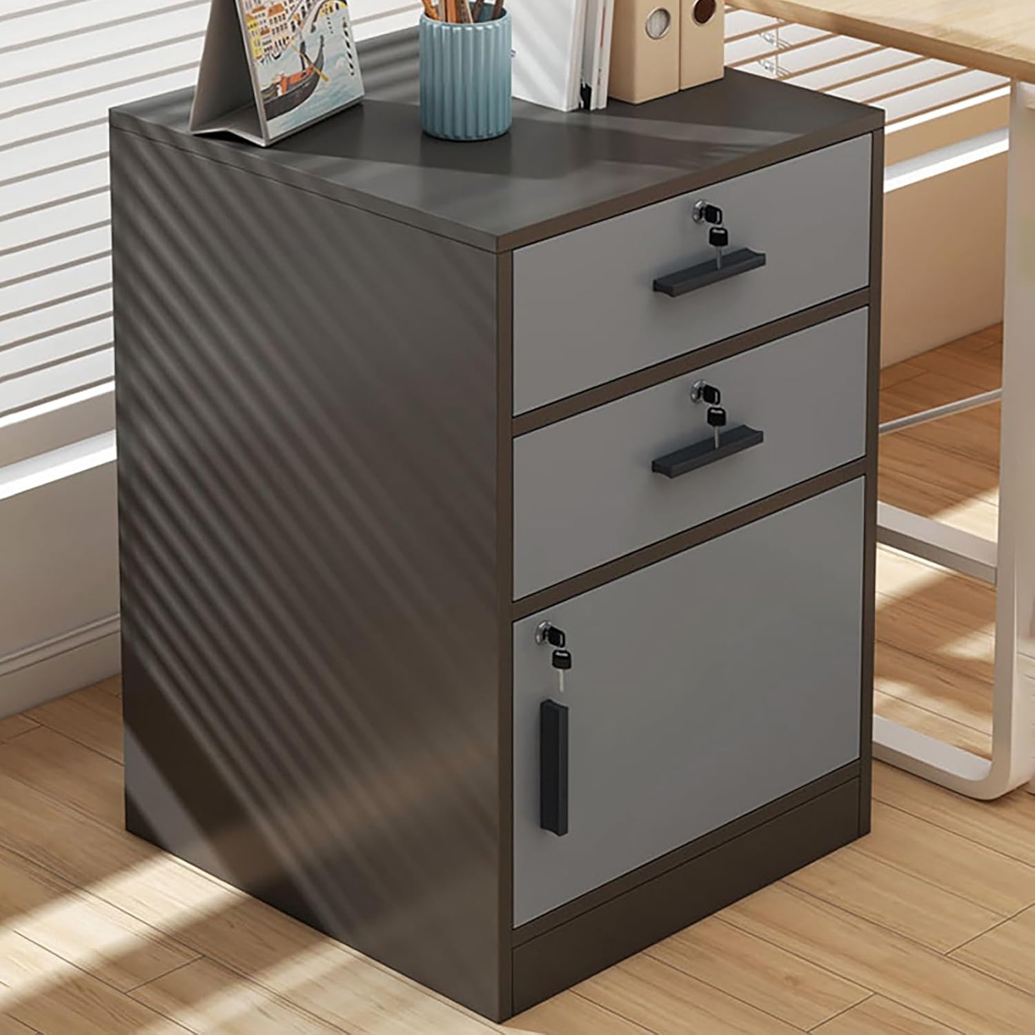 Home Office Cabinet Printer Stand,Vertical Filing Cabinets,Lockable Hanging File Storage Cabinet,Fits A4/Legal Size File Cabinet for Data Cabinet Under Desk Storage(2White)