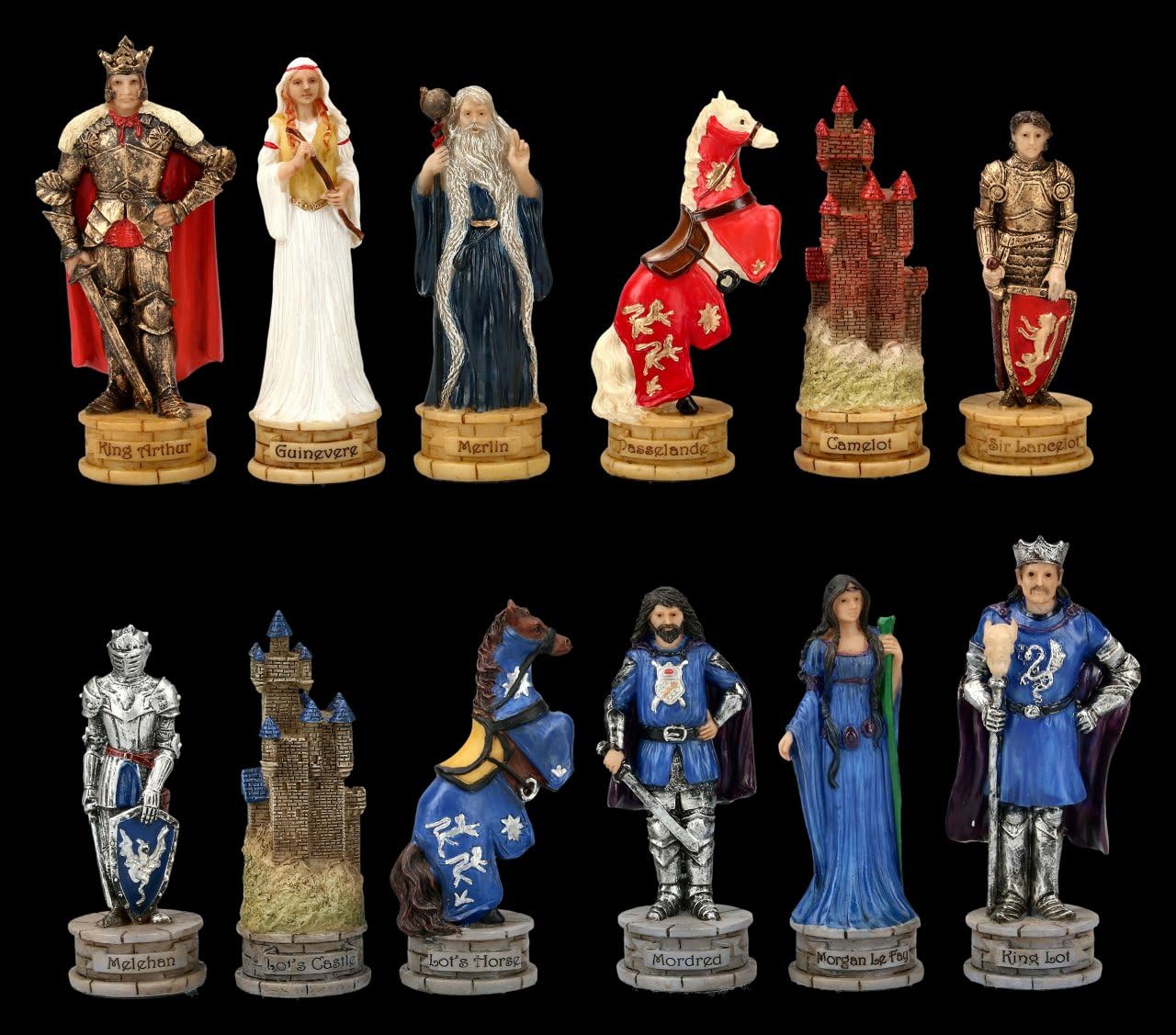 Veronese - Juego de 32 figuras de ajedrez (rey Arturo y Merlín