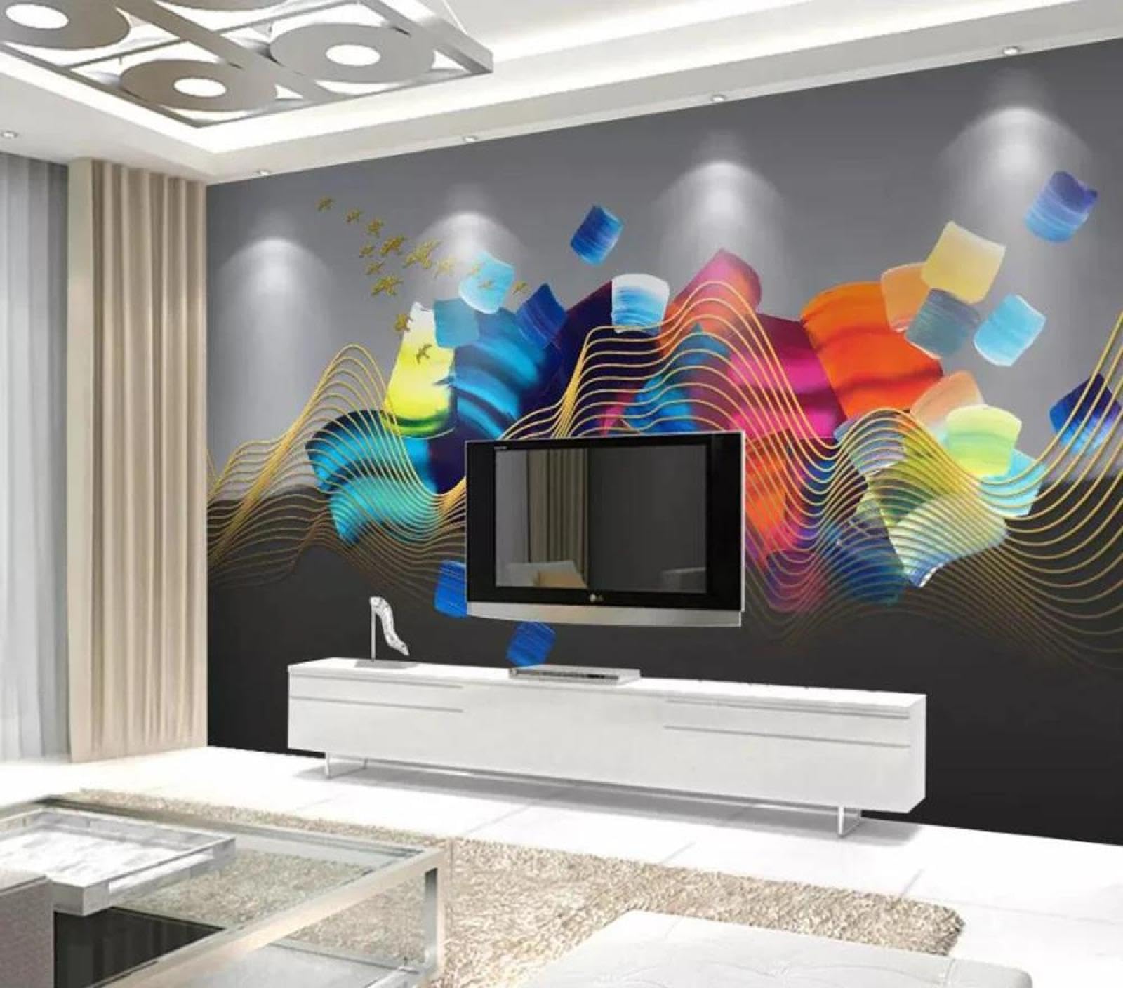 Papier peint mural 3d coloré salon chambre intissé tissu non tissé ILIYA