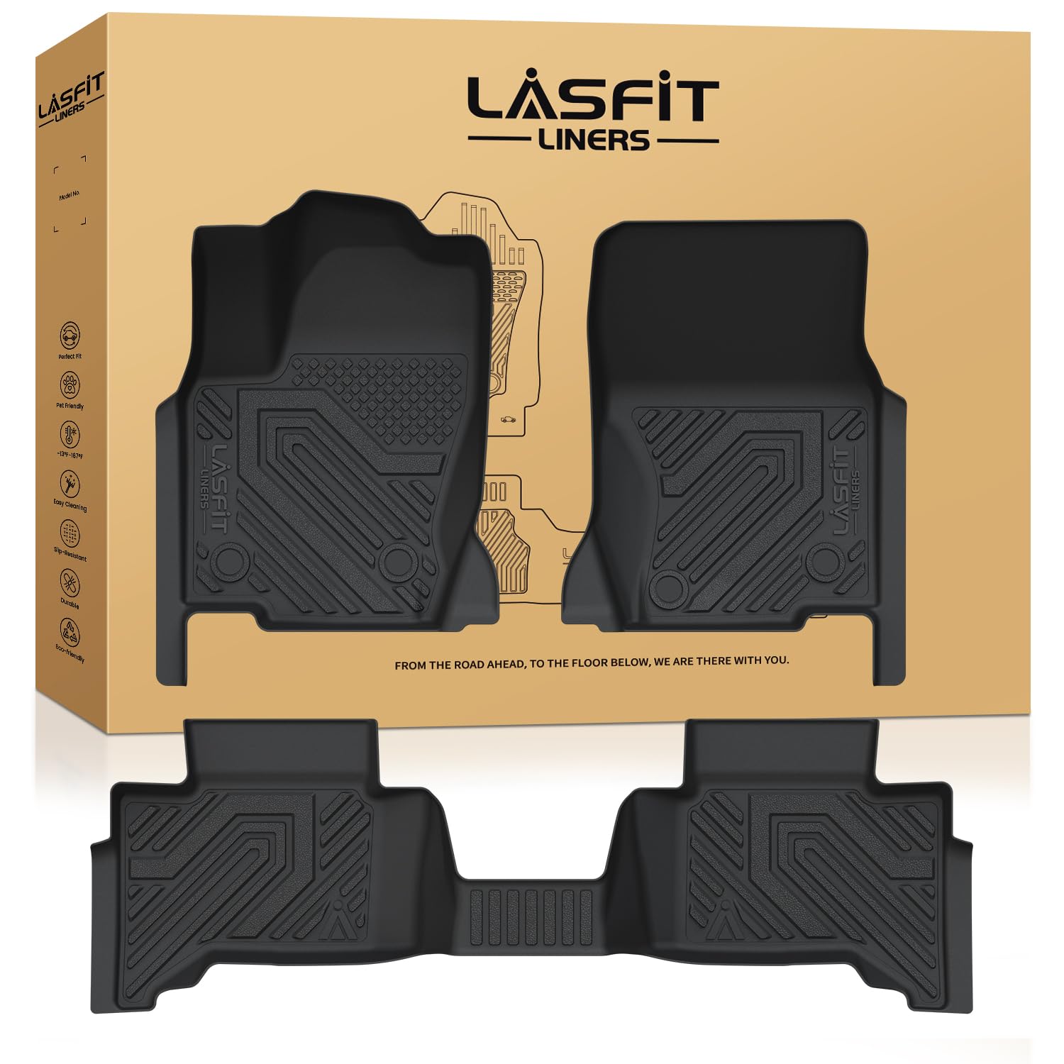 View 1 of *** USED MISSING SOME PIECES ** LASFIT Floor Mats for Toyota Land Cruiser 2024-2026 2027/ for Lexus GX550 5-Seat with Cool Box 2024-2026, All-Weather Protection TPE 1st & 2nd Row Car Liners for Toyota Accsessories, Black