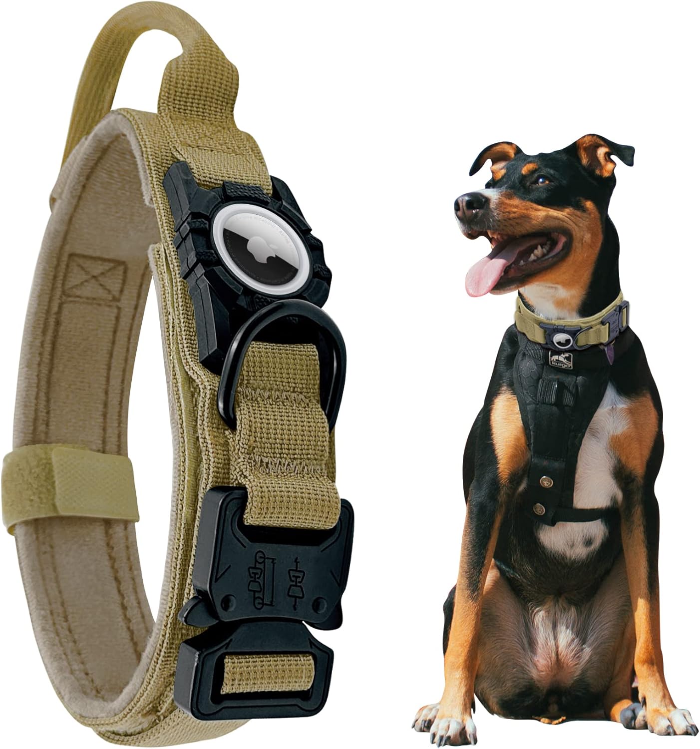 Tactical AirTag Dog Collar, Heavy Duty Dog Collar