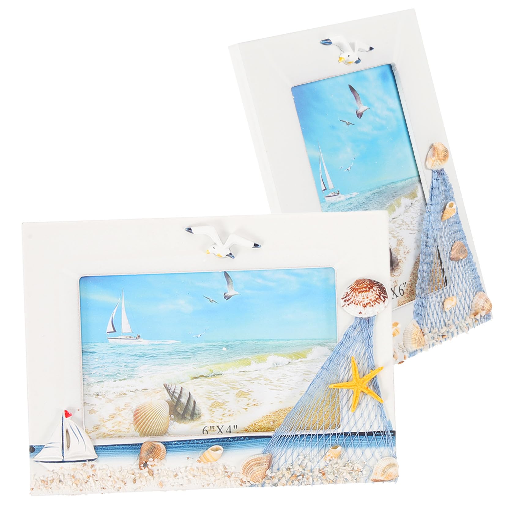 Décoration de bureau méditerranéenne avec cadre photo en bois nautique