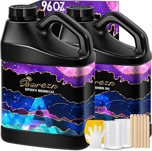 Kit de resina epoxi de 96 onzas, resina de fundición dura transparente mejorada y endurecedor resina epoxi epoxica transparente, 2 partes de resina