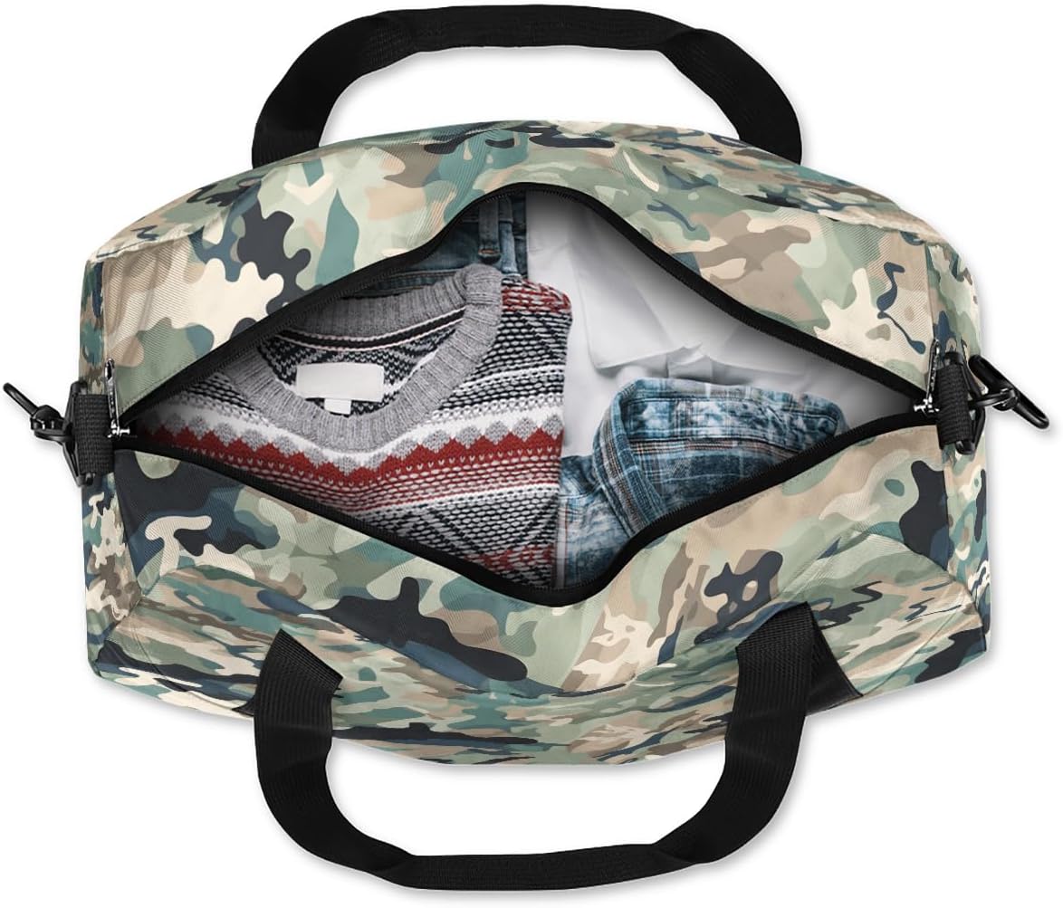 Kids Duffel Bag Forest Military Camouflage,Sport Gym Bag for Boys Girls,Weekender Overnight Tote Bag Carry On Duffel Bag