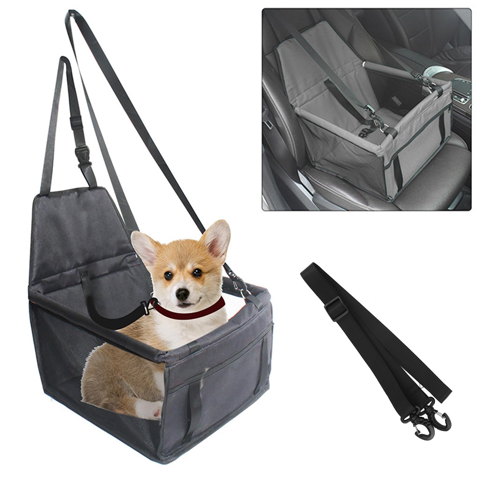 Siège Auto pour Chien pour Petits Chiens, siège Auto pour Animaux de Compagnie, lit de Voyage avec Ceinture réglable, revêtement imperméable, siège de sécurité antidérapant