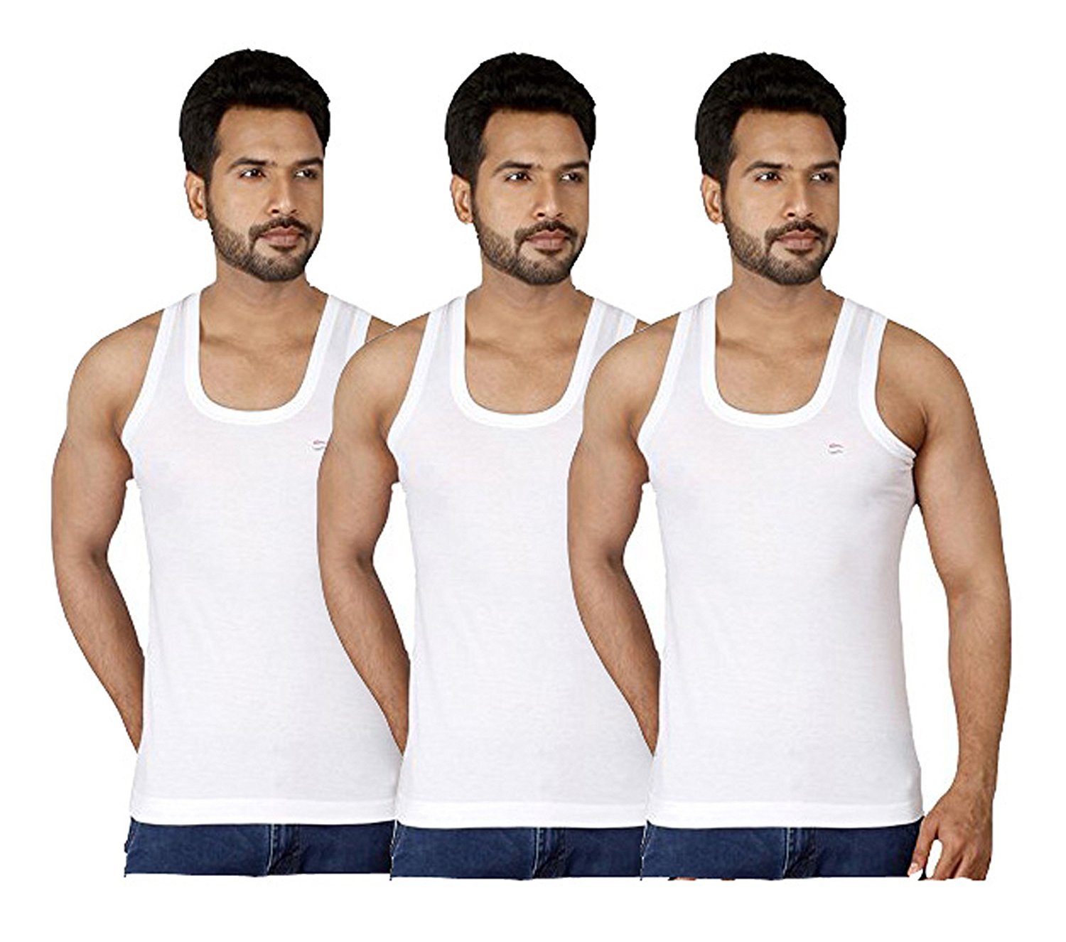 Men's Seleveless Cotton Vest (White, 95cm) - Set of 3-image-27