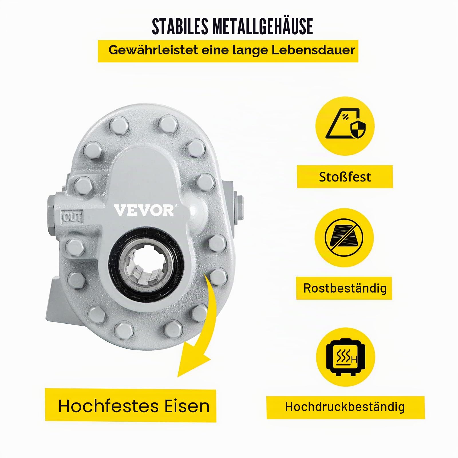 VEVOR Hydraulikpumpe 16,6 GPM Hydraulikmotor für Holzspalter 540 U/min 2500 PSI SAE 12 Ausgangsanschlüsse für LKW Heckklappe, Scherenhebebühne, Kippmuldenanhänger