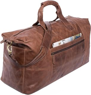 Leder Weekender Damen & Herren I Echtleder Premium Reisetasche I 55 l Sporttasche I Duffle Travel Gym Bag I Sporttasche I Trainingstasche I Tasche Flugzeug I groß