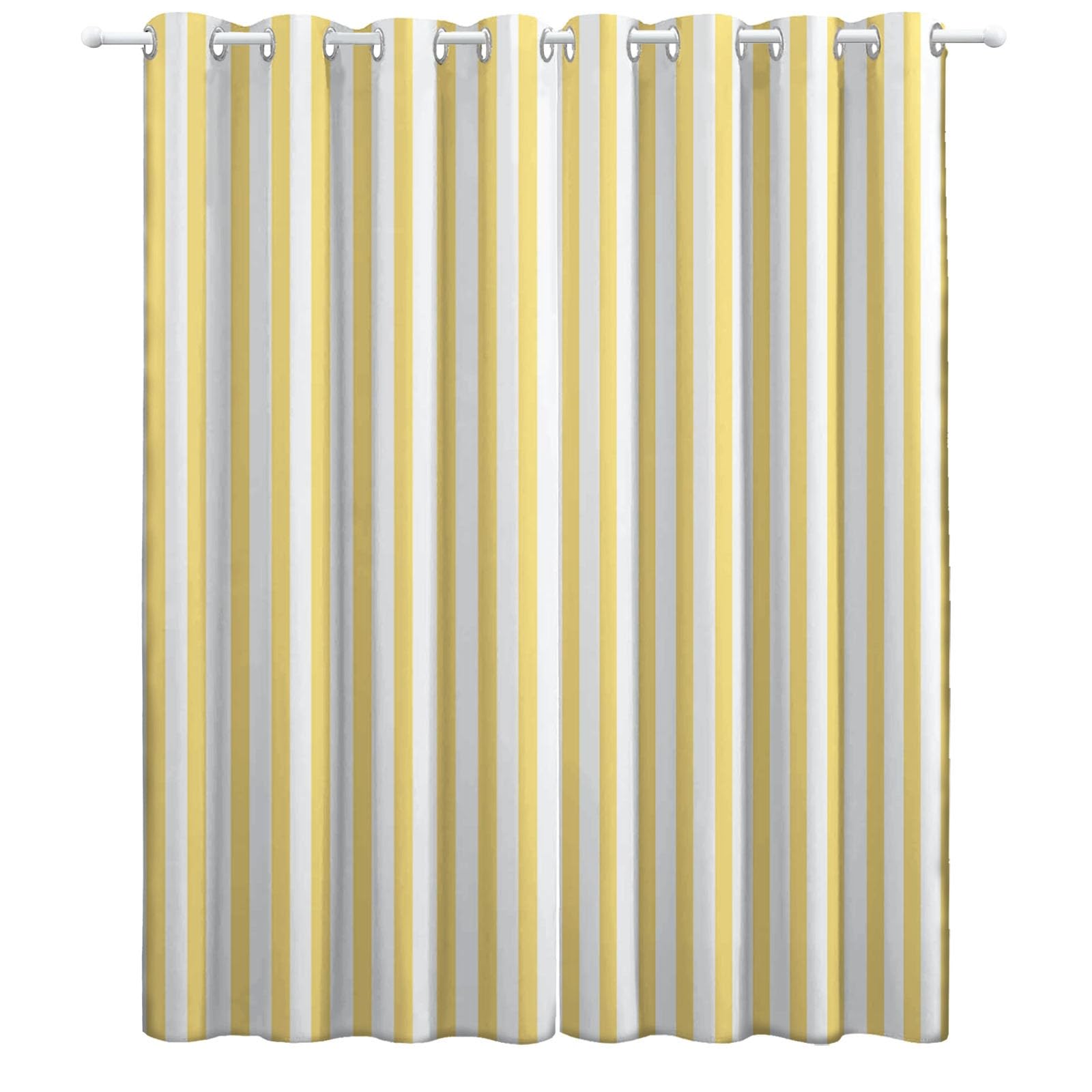 Générique Lot de 2 Rideau Occultant Rayures Jaunes L140 x H180 cm Rideau Thermique Isolant Anti Froid, Rideau Occultant avec Œillets - Rideau Fenetre pour Chambre Salon et Chambre Enfant