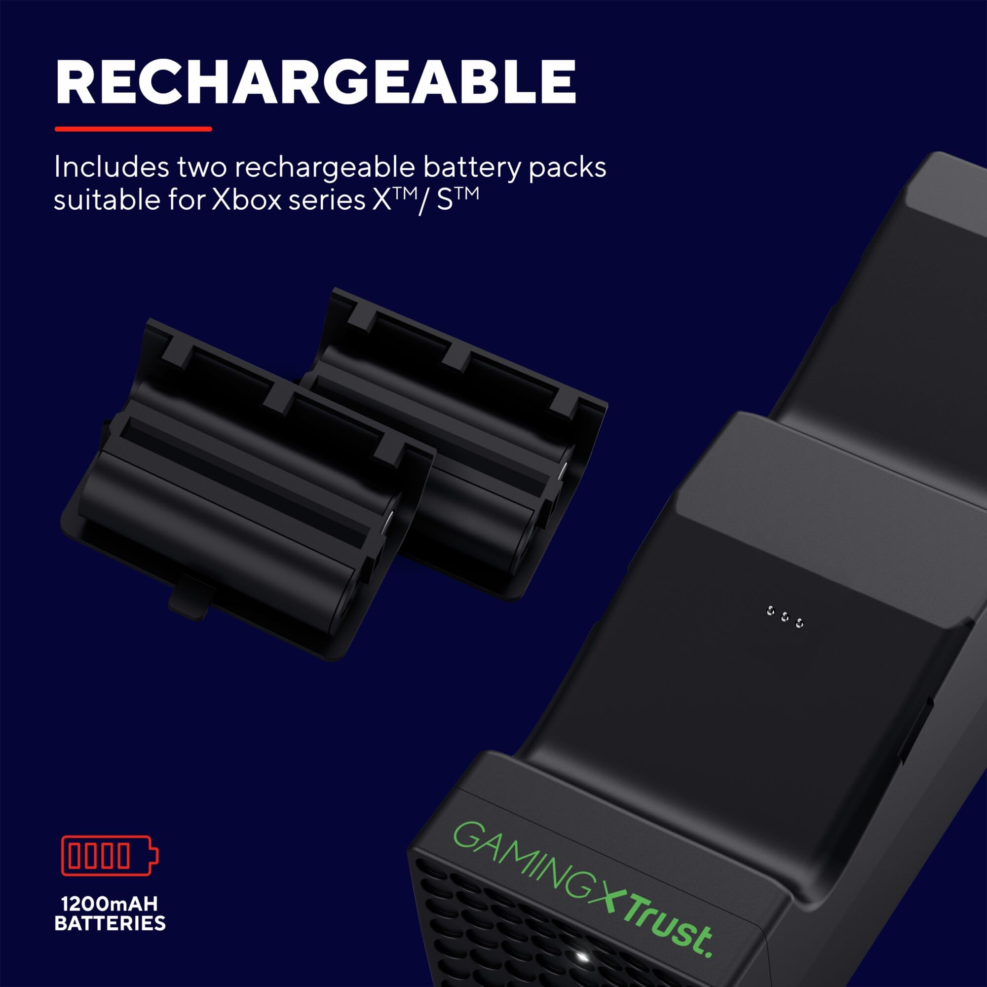 Trust Gaming GXT 250 Ricarica Controller Xbox Series X/S, Docking Station e Indicatore di LED Base di Ricarica Controller, Doppia Stazione di Ricarica per Controller