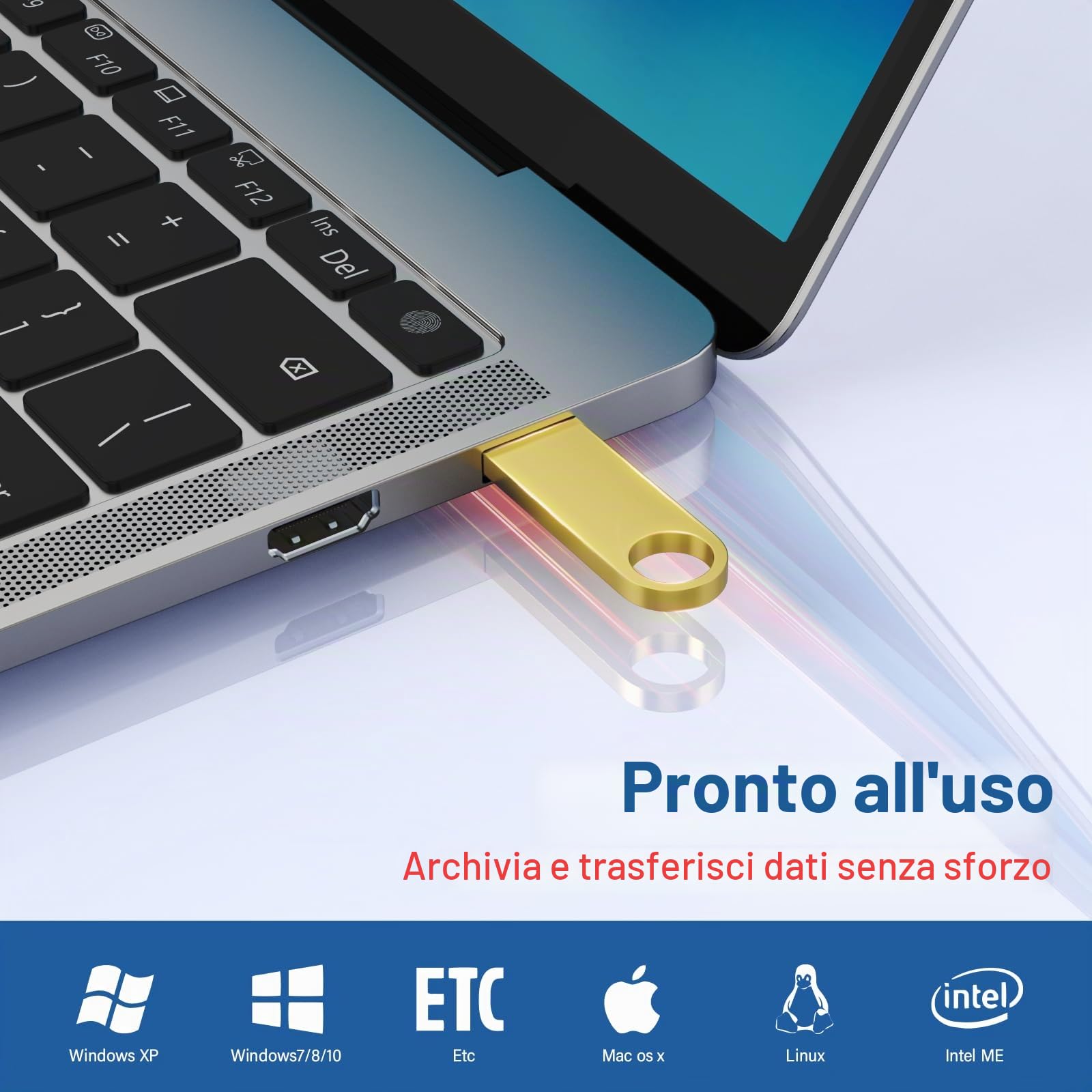 Chiavetta USB 8GB 5 Pezzi Impermeabile Metallo Pen Drive