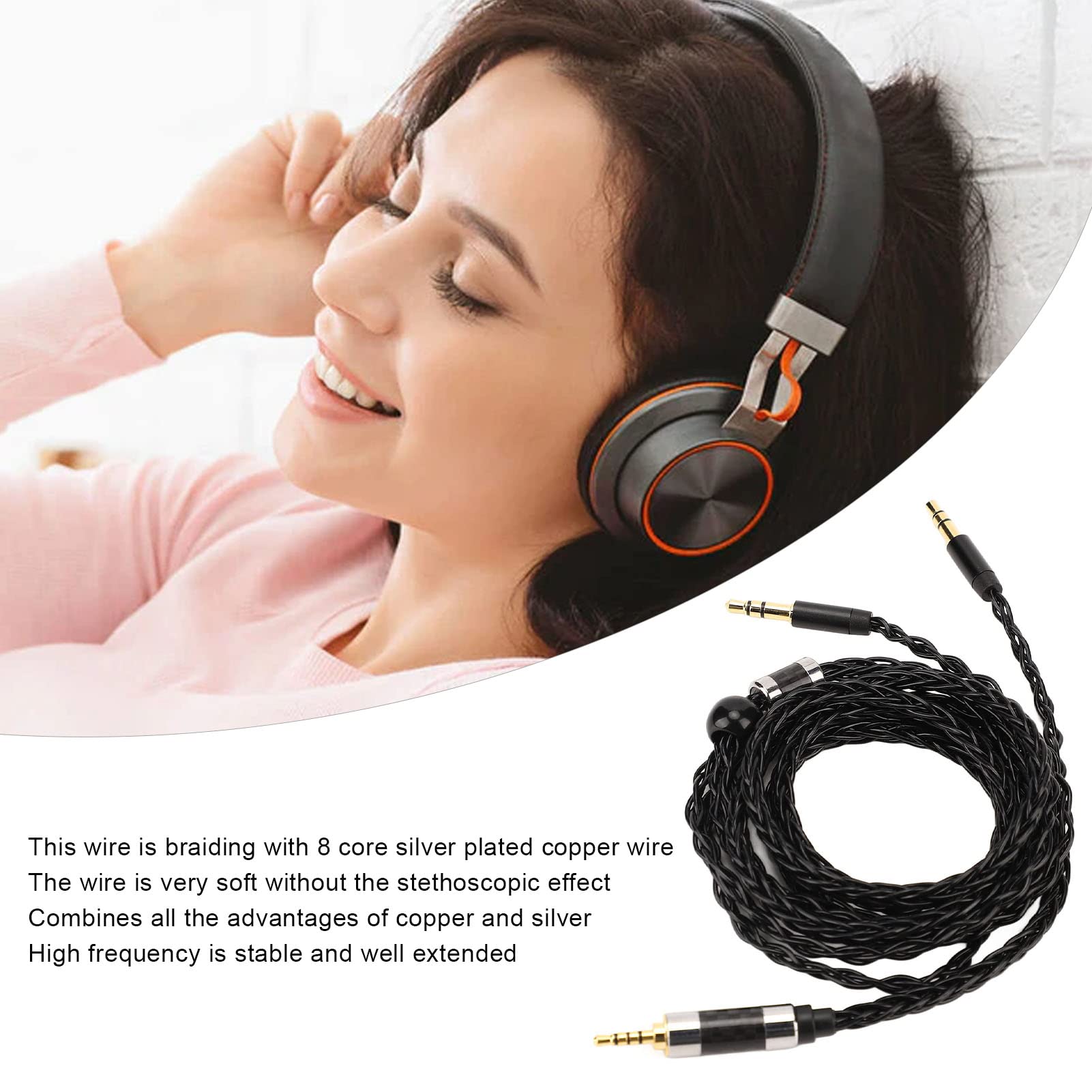 Cavo per Cuffie, da 2,5 MM a Doppio 3,5 MM, Eliminazione Dell'effetto Pelle, Cavo per Cuffie Placcato Argento Bilanciato a 8 Core, Cavo per Cuffie con Stabilità ad Alta Frequenza per Mdr Z7 Z1r