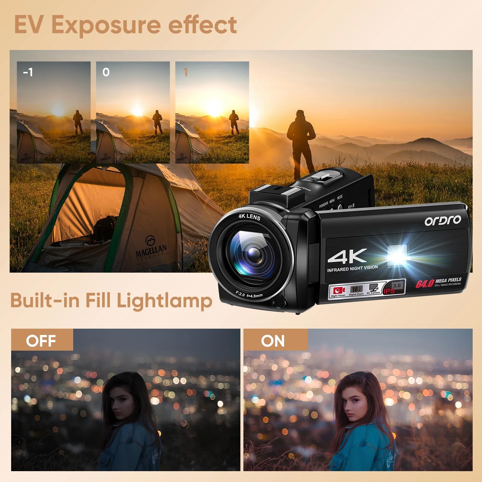 Amazon.com : ORDRO 4K Video Camera Z36-1080P 30FPS Camcorder for