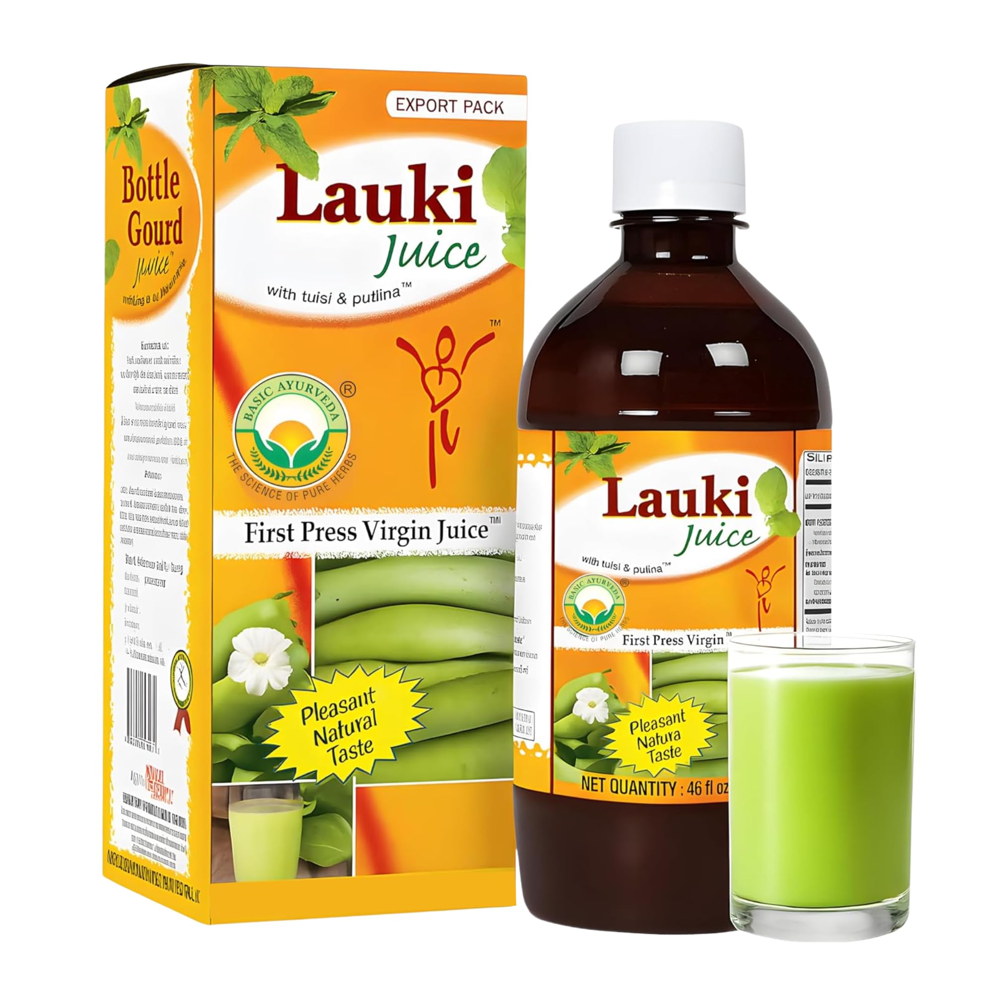 Basic Ayurveda Bottle Gourd Juice – 16.23 Fl Oz (480ml) | Natural Lauki Juice with Holy Basil & Mint | Organic Vegetable Juice for Wellness, Digestion & Hydration