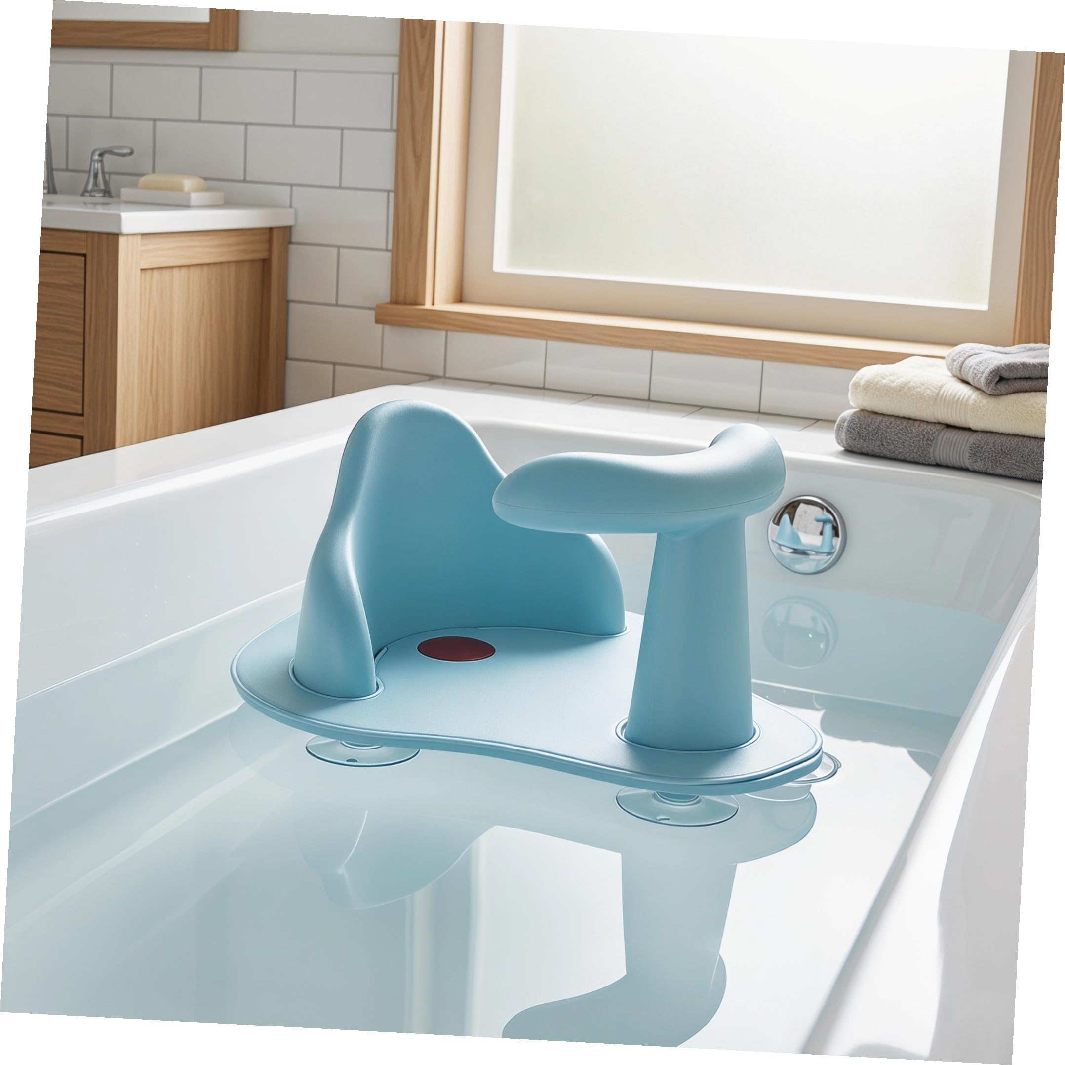 Siège de Bain Bébé Antidérapant Bleu en Pvc Coussin