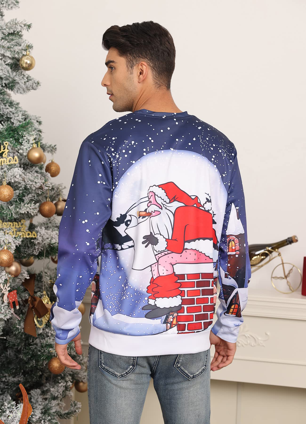 Fanient Homme Pull Moche Noël Pull Impression 3D Sweat De Noël Jumper Pull Tops À Manches Longues t-Shirt pour Femmes Hommes