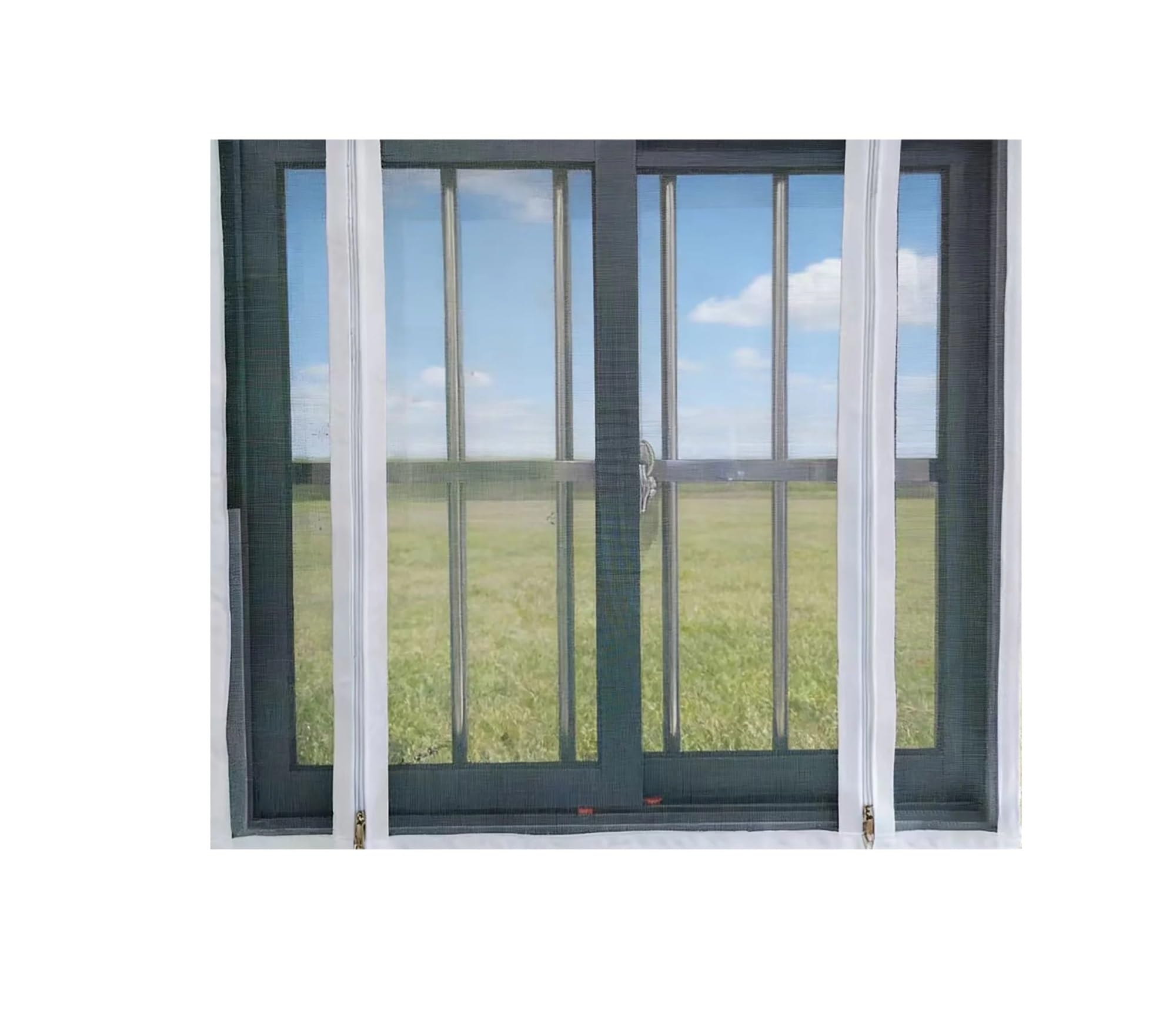 1PC Double Zipper White Side Opening Mosquito Screen Window Detachable Self-Adhesive Non Perforated Indoor(White-Width 70cm,Height60cm)