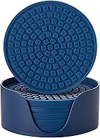 Vista 9 de Colinda Posavasos de silicona con soporte, juego de 6, tapete de taza para bebidas calientes o frías, al aire libre, engrosado, antideslizante, Rojo