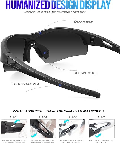 Miniatura 4 de KALIYADI Gafas de sol deportivas para hombres, gafas de sol polarizadas para hombres, mujeres, jóvenes, béisbol, softbol con protección UV