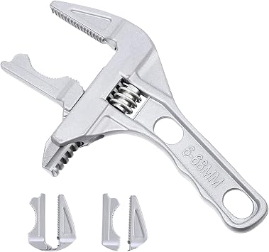 saerryor Adjustable Spanner Wrench 6-68mm Open-End Wide Jaw Spanners Wrenches Ultra-Thin Shifting Spanner Shank Plumber Bathroom Hand Tool Alloy
