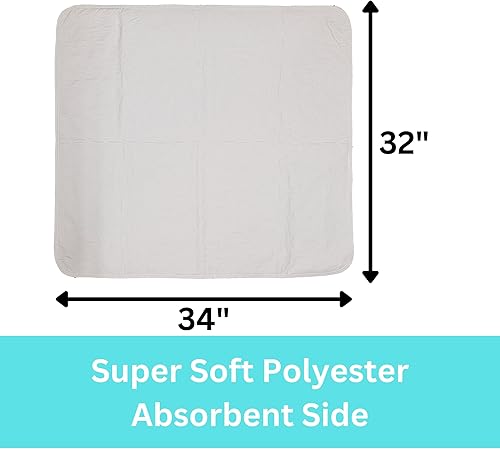 Miniatura 5 de Paquete de 2 almohadillas de cama lavables para incontinencia, protección urinaria absorbente, 32 x 34