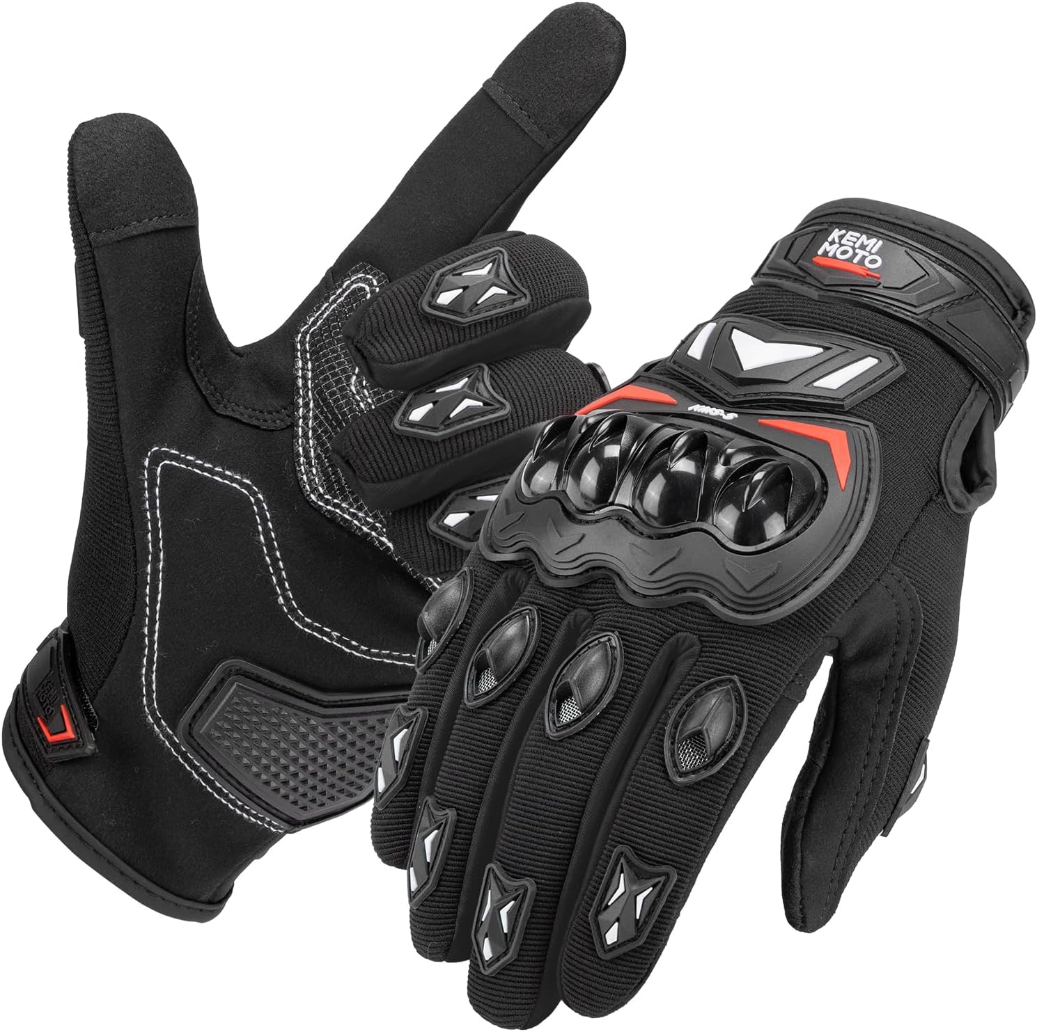 KEMIMOTO Guantes Moto Verano, Resistencia al Impacto, Deportivos Protectores y Transpirables Hombres y Mujeres, Palma Antideslizante, con Pantalla Táctil, Motocicletas, Escalada y Caza