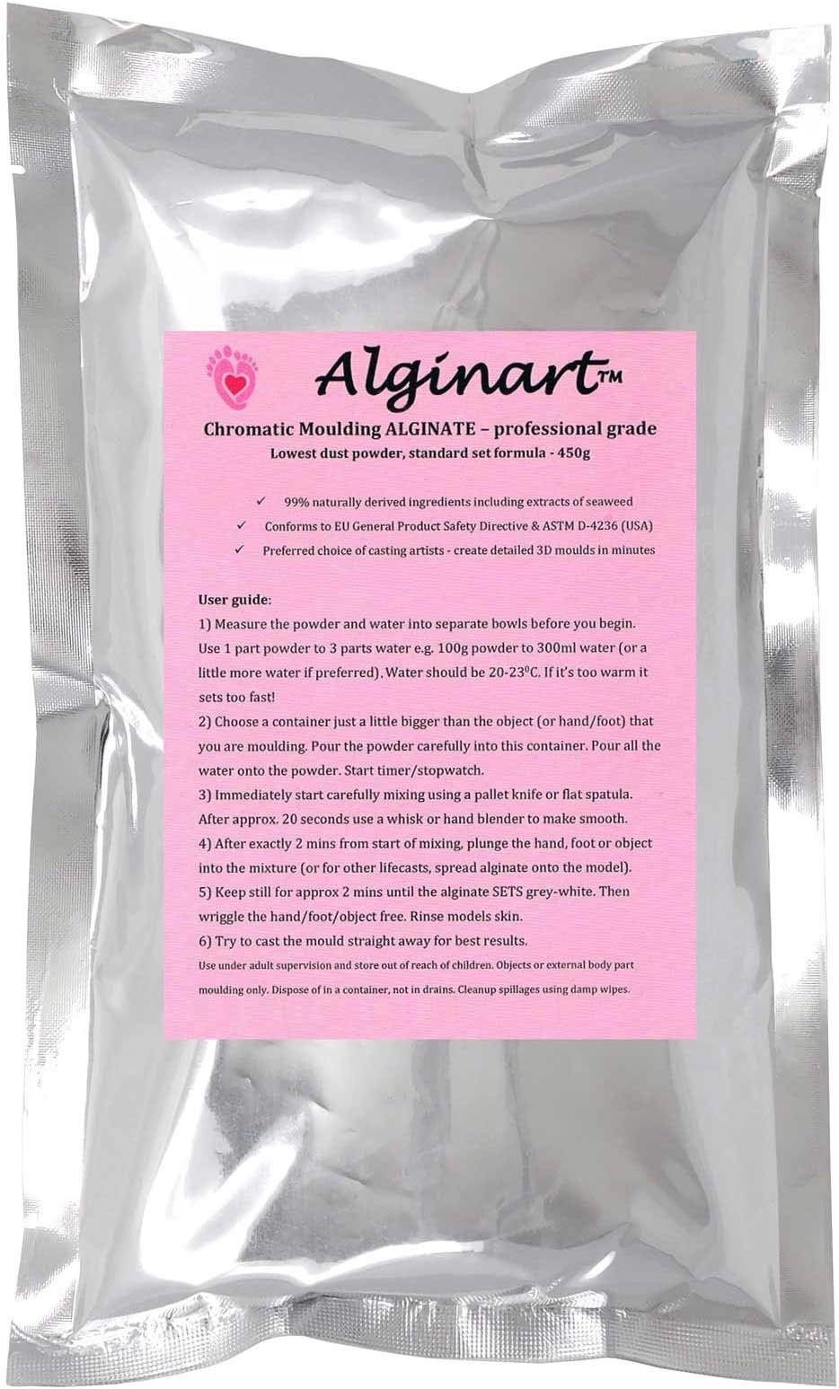 2 x 450g Alginart Chromatic ALGINATE - Moulding Impression Compound - Hand, Foot, Life Casting
