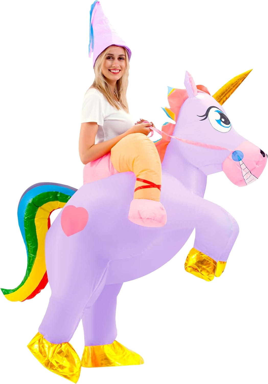 Spooktacular Creations Halloween Inflatable Costume Adult, Riding a Unicorn Blow-up Suit for Cosplay Themed Parties