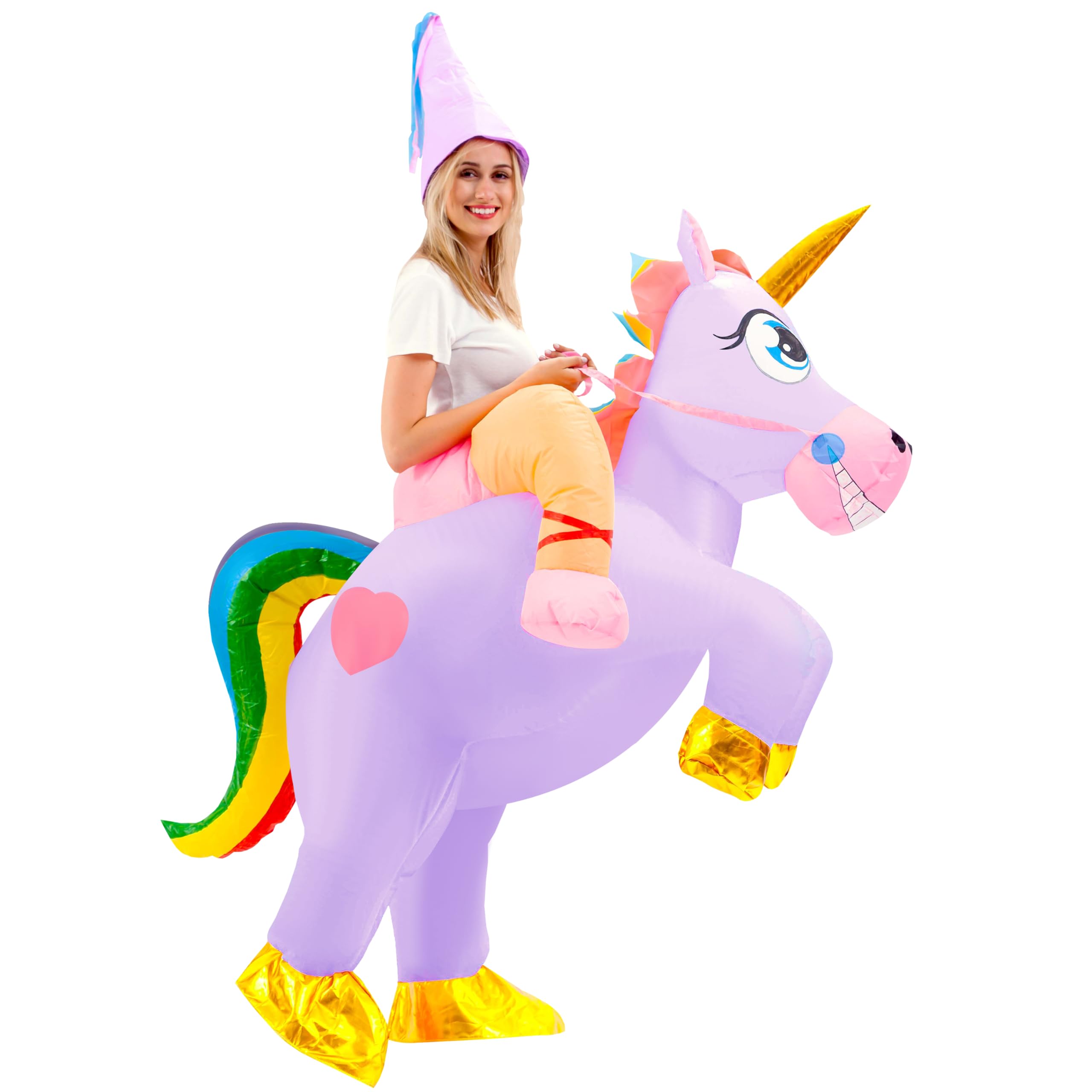Spooktacular Creations Halloween Inflatable Costume Adult, Riding a Unicorn Blow-up Suit for Cosplay Themed Parties