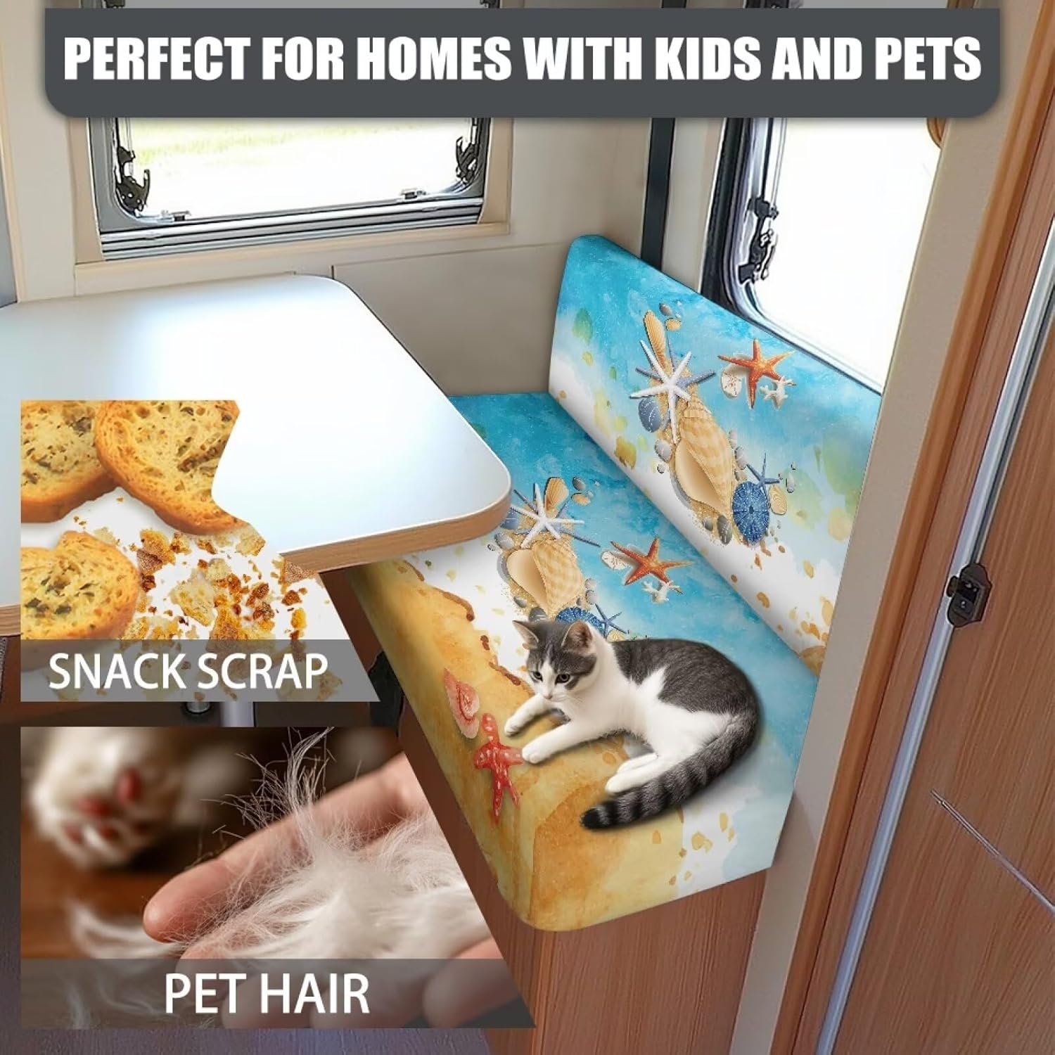 Cute Starfish Camper Accessories Rv Sofa Seat Slipcovers Stretch Rv Dinette Cushion Cover Booth Seats Replacement Rv Sofa Furniture Protector Rv Sofa Cover Two Piece Set