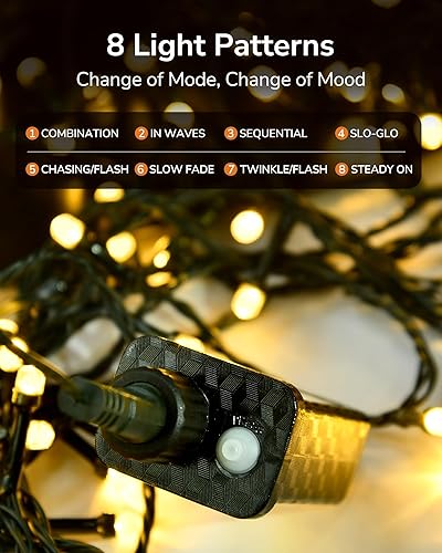 Miniatura 6 de Luces de Navidad, 200 luces LED para árbol de Navidad de 76 pies, tira de luces LED parpadeantes mejoradas 2024 con 8 modos para decoración de árbol