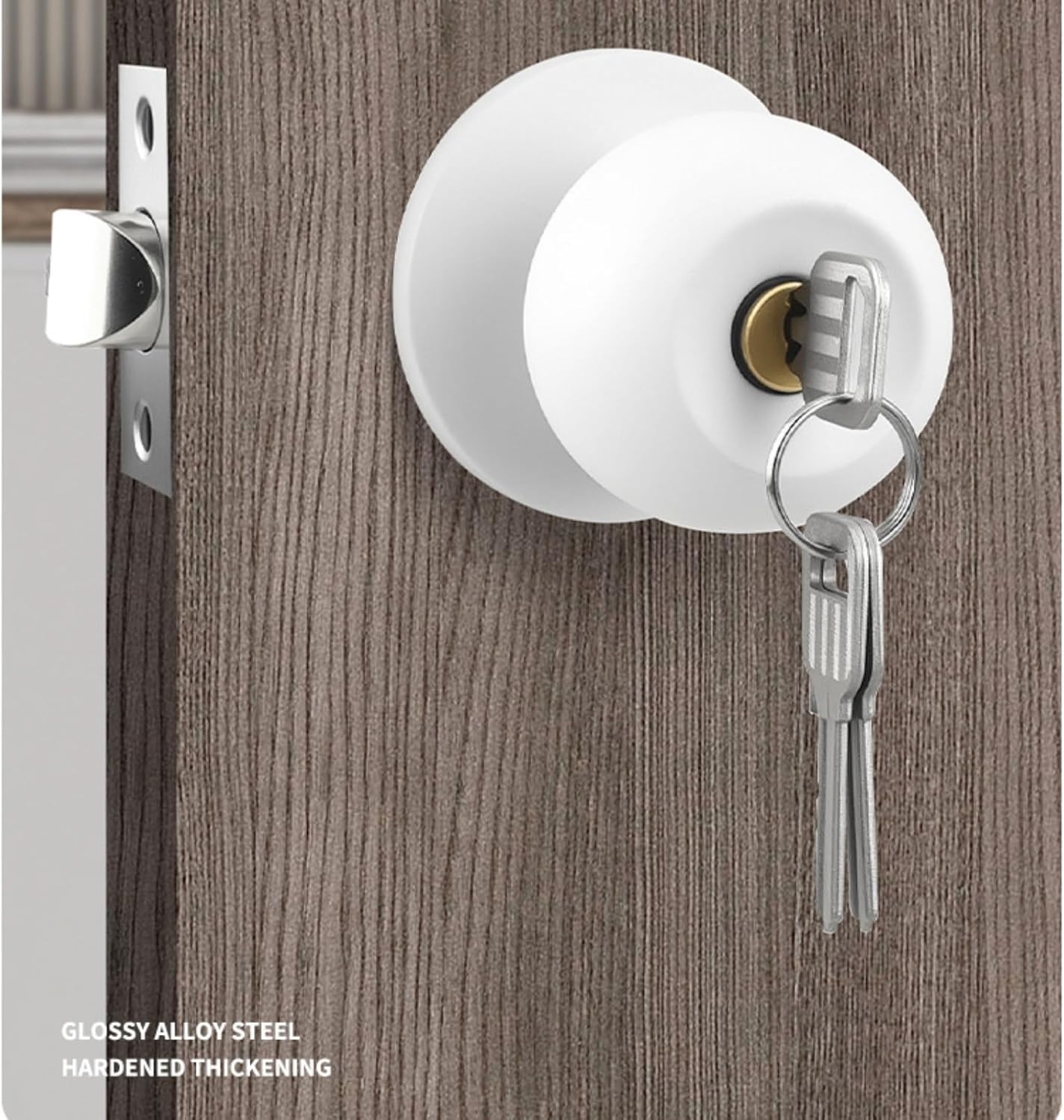 Door Knob 4 Pair Exterior Door Knob with Key Lock and Deadbolt Three-bar Door Locks Integrated Locks Black Doors Levers(25-45mm)