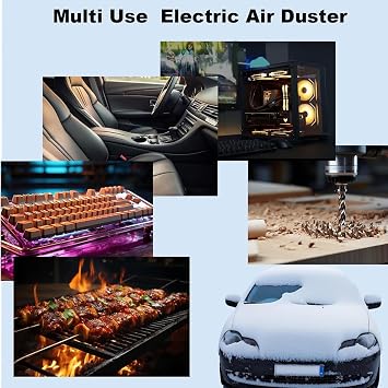 Luqeeg Electric Air Duster, 130000RPM Electric Air Duster 3 Adjustable Speeds Cordless Air Blower Portable Handheld Turbo Fan Powerful Blower for Home Car Office Cleaning
