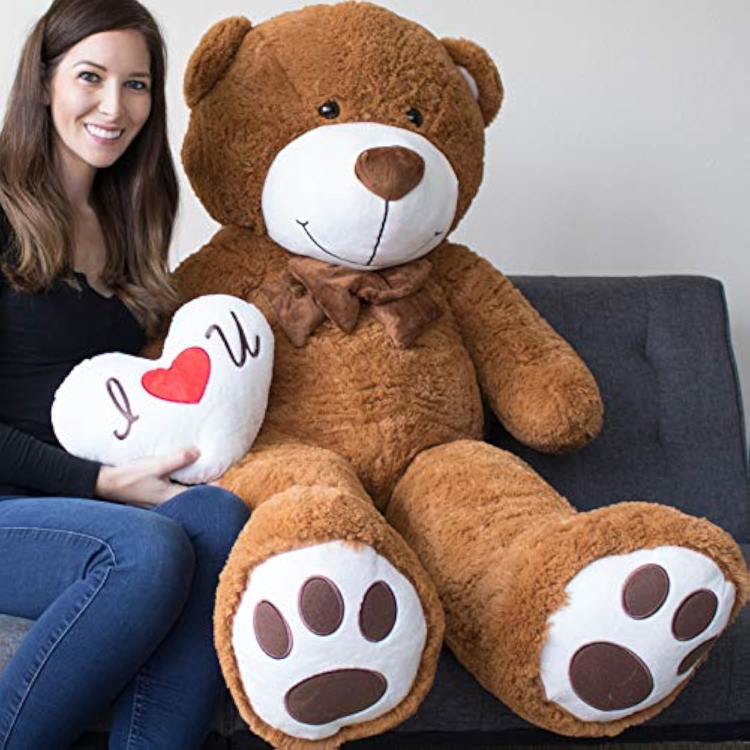 Giant Teddy Bear Big 5 Foot Stuffed Animal Stuffed Bear Baby Shower Life Size Large Teddy for Girlfriend Wife Children Valentine's Day Bear
