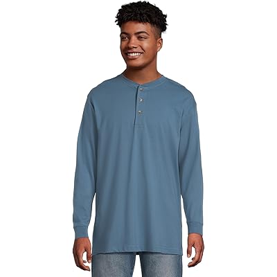 Мужская рубашка L.L.Bean Carefree Unshrinkable Tee Traditional Fit Long-Sleeve Henley delta blue