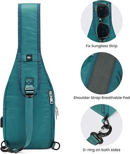 Miniatura 5 de G4Free Bolso bandolera con bloqueo RFID, mochila pequeña para el pecho, con puerto USB para hombres y mujeres