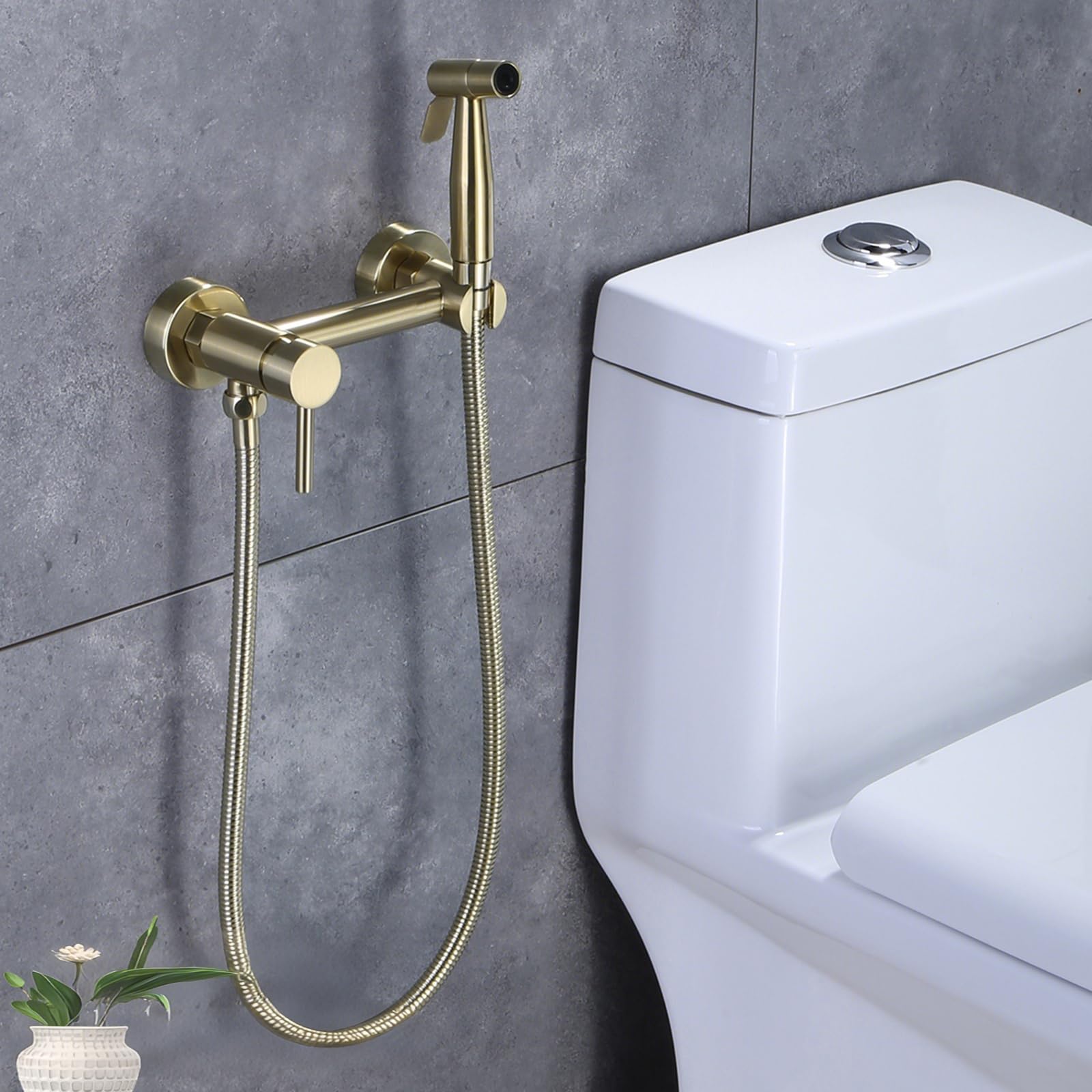 Duchas Higienicas para Wc Bidet para Inodoro Ducha Bidet para Wc Mango Único Oro Cepillado,Modelo C