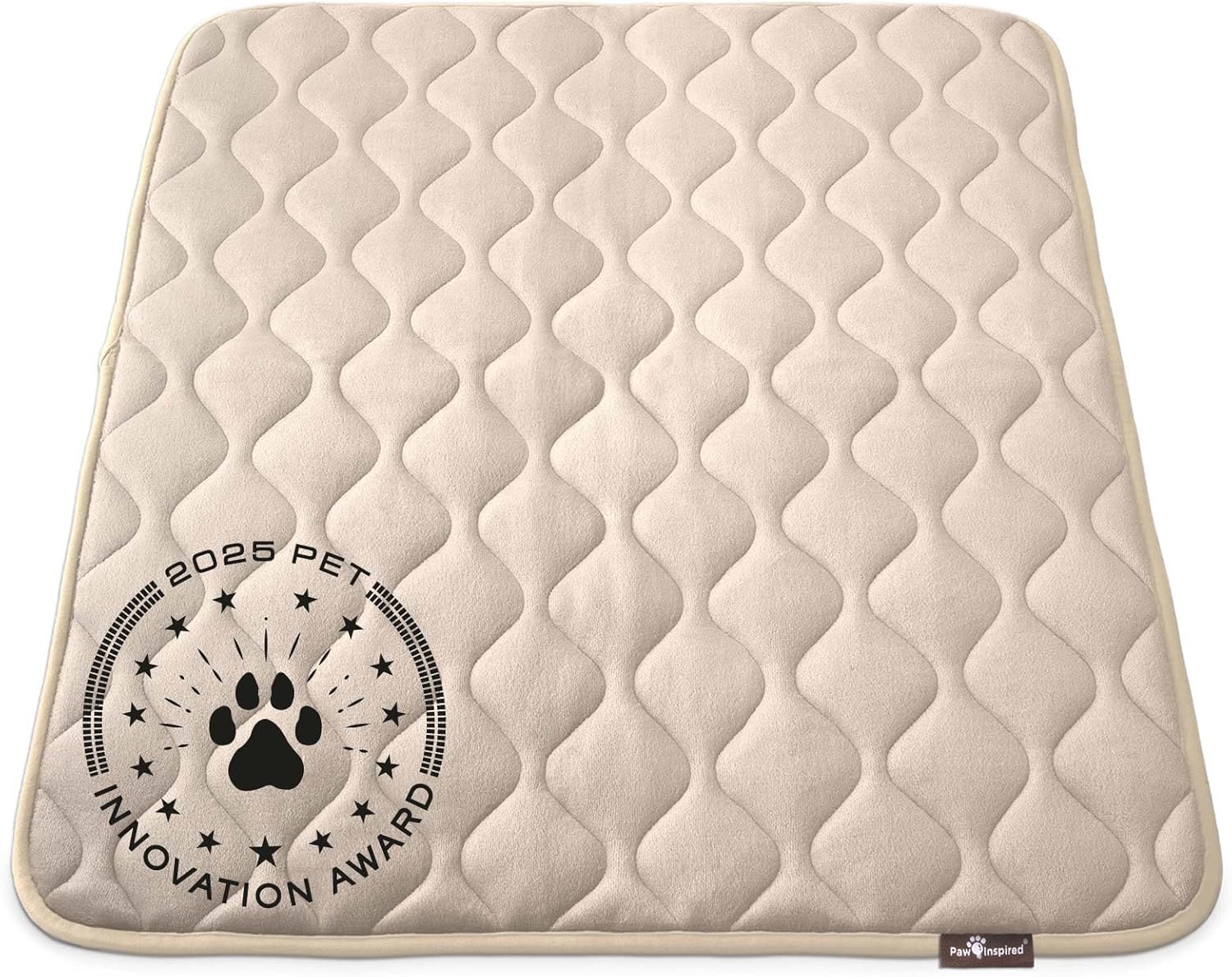 Paw Inspired Washable Padded Crate Mats for Dogs | 41” x 28” Pad, Fits 42-inch Kennels | Leakproof, Waterproof Bottom, Plush Pet Beds (Tan)