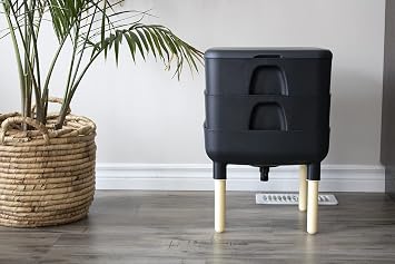 FCMP Outdoor - The Essential Living Composter, 2-Tray Worm Vermicomposter Bin (HF-LC4000v2-BLK) Black