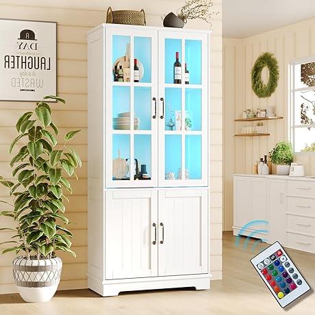 AMERLIFE 71" Tall Cabinet with Glass Doors